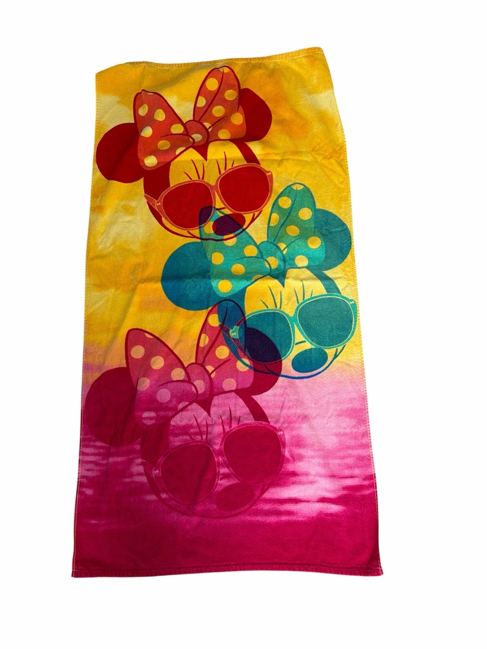 Disney Minnie Mouse Beach Towel - Yellow Pink Teal
